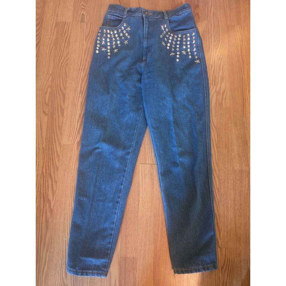 VTG Monique Jeans Size 13/14 Glam Rock 80's Studded Embellished High Rise